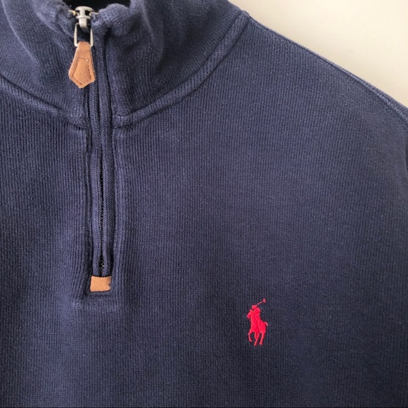POLO Ralph Lauren Men's Navy Quarter Zip Sweater M - Picture 5 of 11